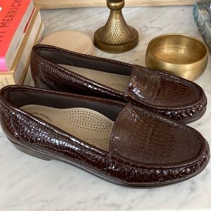 Brown patent croc pattern SAS loafers